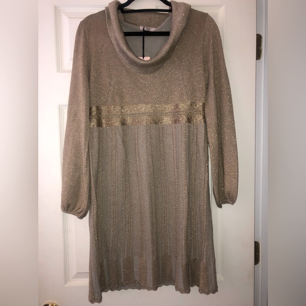 Red Valentino Gold Knit Sweater Dress  - Size 46 NWT!